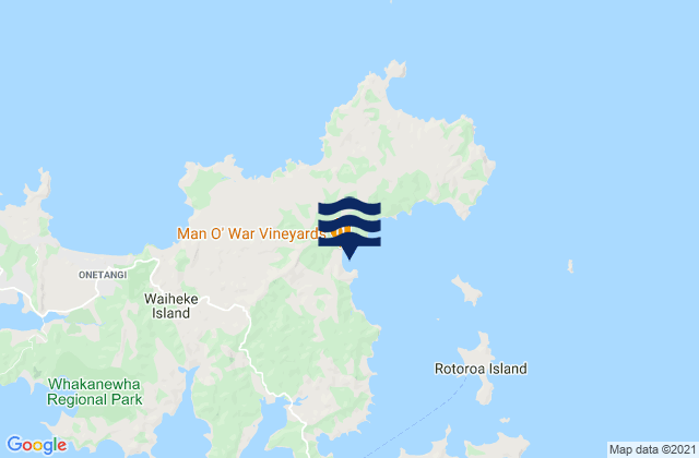 Man O' War Bay, New Zealandの潮見表地図