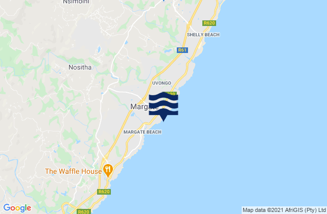 Manaba Beach, South Africaの潮見表地図