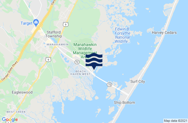 Manahawkin, United Statesの潮見表地図