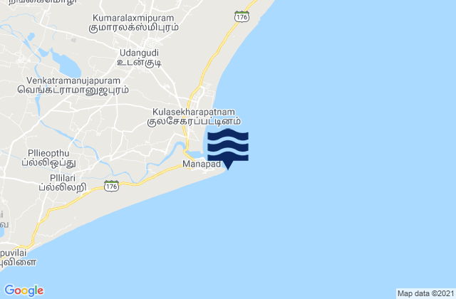 Manapad Point ( Kulasekharapatanam), Indiaの潮見表地図