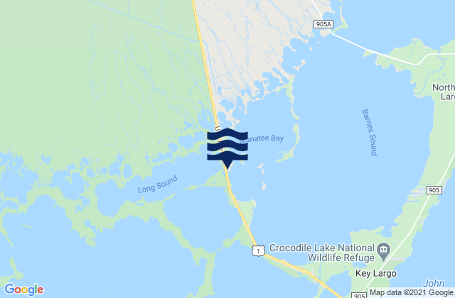 Manatee Creek Hwy 1 bridge Long Sound, United Statesの潮見表地図