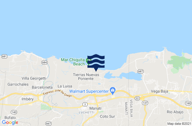 Manatí Barrio-Pueblo, Puerto Ricoの潮見表地図