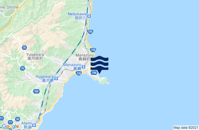 Manazuru, Japanの潮見表地図