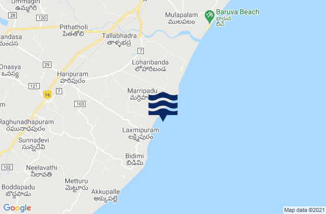 Mandasa, Indiaの潮見表地図