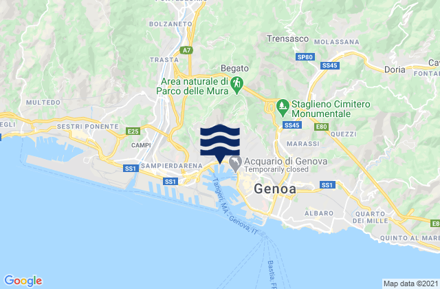 Manesseno, Italyの潮見表地図