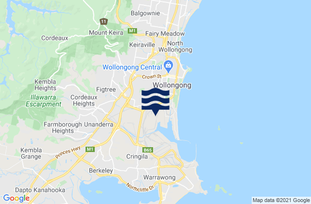 Mangerton, Australiaの潮見表地図