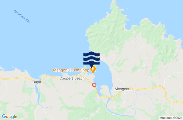 Mangonui, New Zealandの潮見表地図