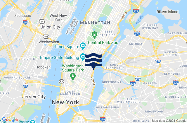 Manhattan 26th street, United Statesの潮見表地図