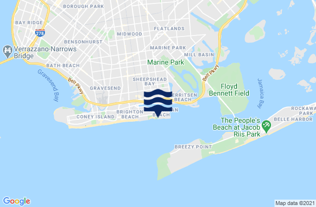 Manhattan Beach Brooklyn, United Statesの潮見表地図