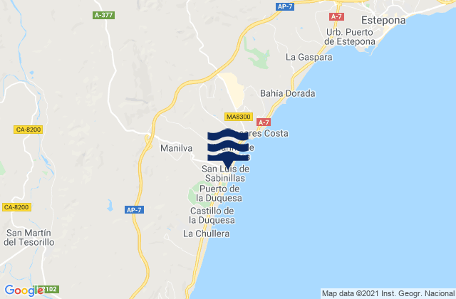 Manilva, Spainの潮見表地図