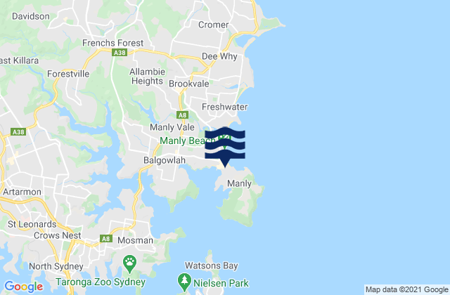 Manly, Australiaの潮見表地図