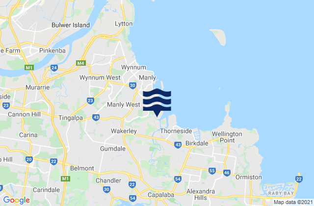Manly West, Australiaの潮見表地図