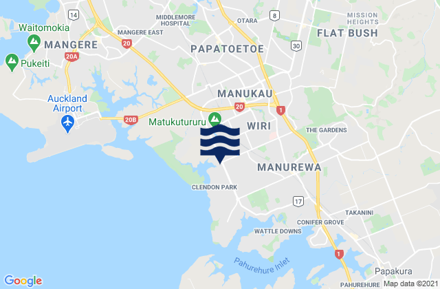 Manukau City, New Zealandの潮見表地図