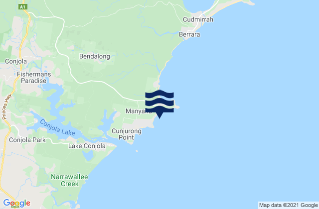 Manyana Beach, Australiaの潮見表地図