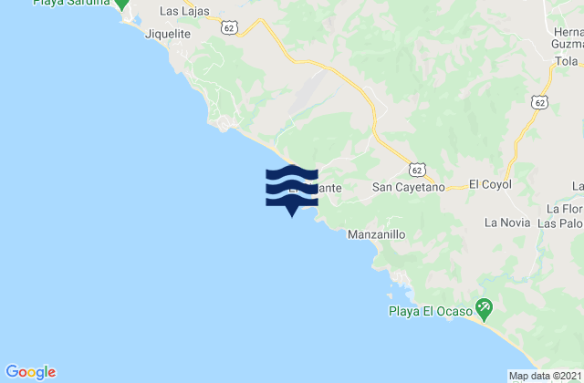 Manzanillo, Nicaraguaの潮見表地図