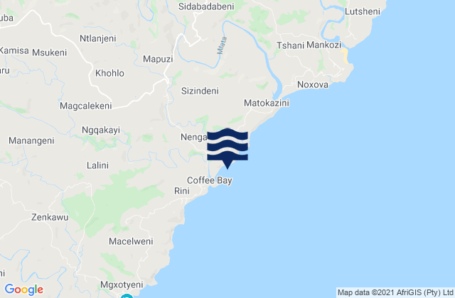 Mapuzi, South Africaの潮見表地図