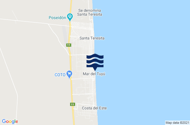 Mar del Tuyú, Argentinaの潮見表地図