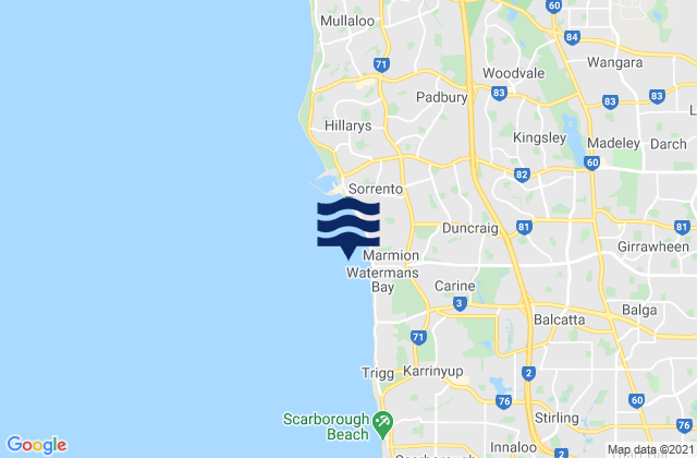 Marangaroo, Australiaの潮見表地図