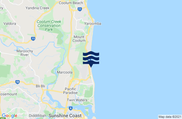 Marcoola Beach, Australiaの潮見表地図