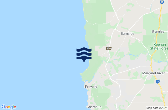 Margaret River, Australiaの潮見表地図