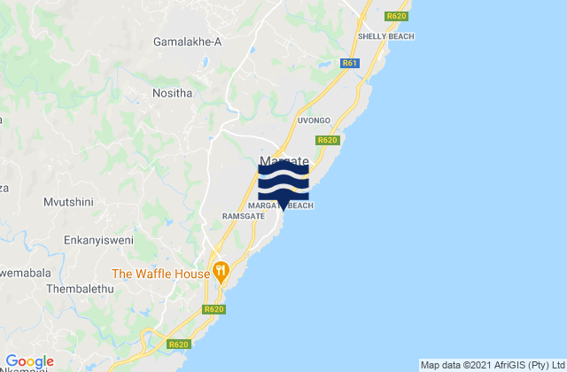 Margate, South Africaの潮見表地図