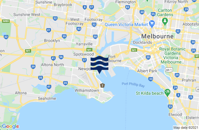 Maribyrnong, Australiaの潮見表地図