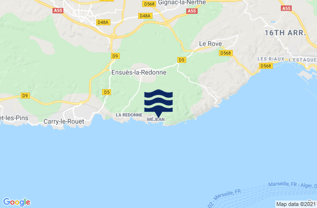 Marignane, Franceの潮見表地図