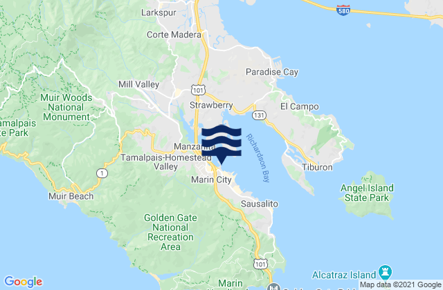 Marin City, United Statesの潮見表地図