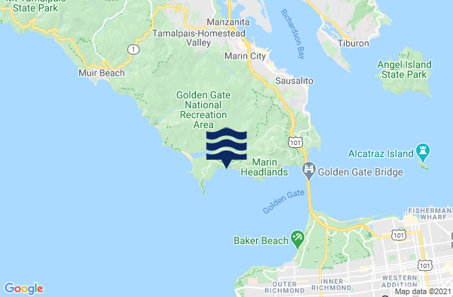 Marin Peninsula, United Statesの潮見表地図