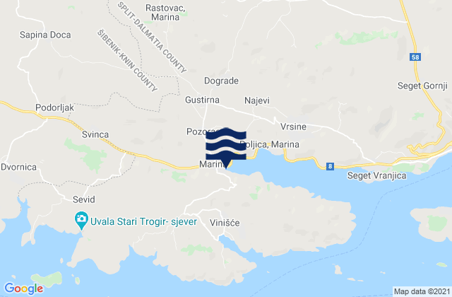 Marina, Croatiaの潮見表地図