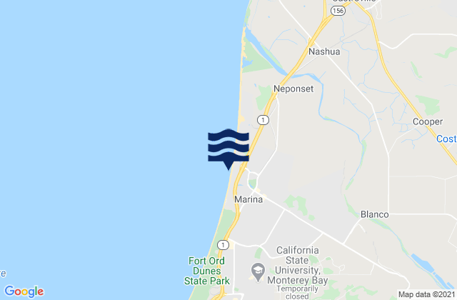Marina State Beach, United Statesの潮見表地図