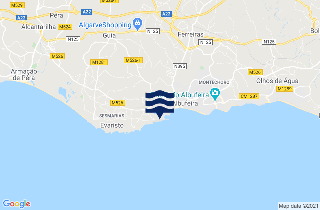 Marina de Albufeira, Portugalの潮見表地図
