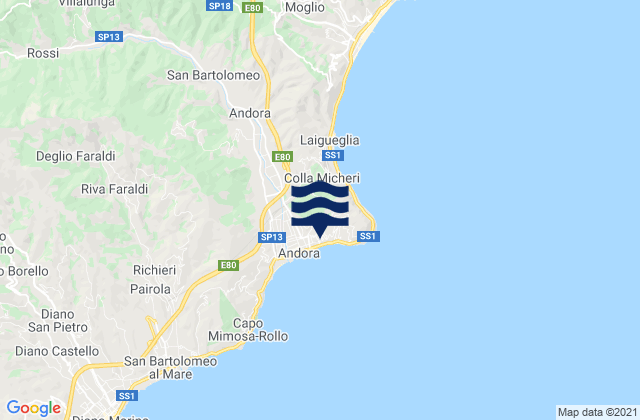 Marina di Andora, Italyの潮見表地図