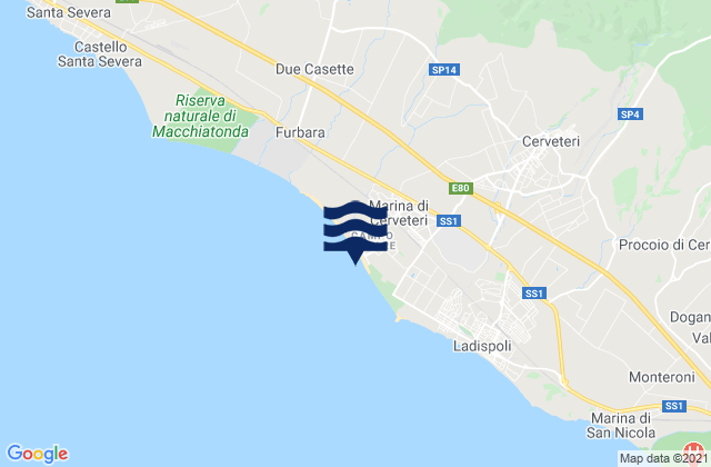Marina di Cerveteri, Italyの潮見表地図