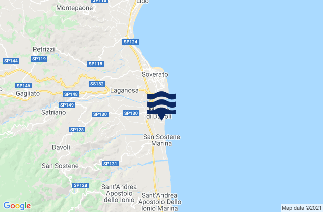 Marina di Davoli, Italyの潮見表地図