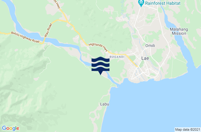 Markham, Papua New Guineaの潮見表地図