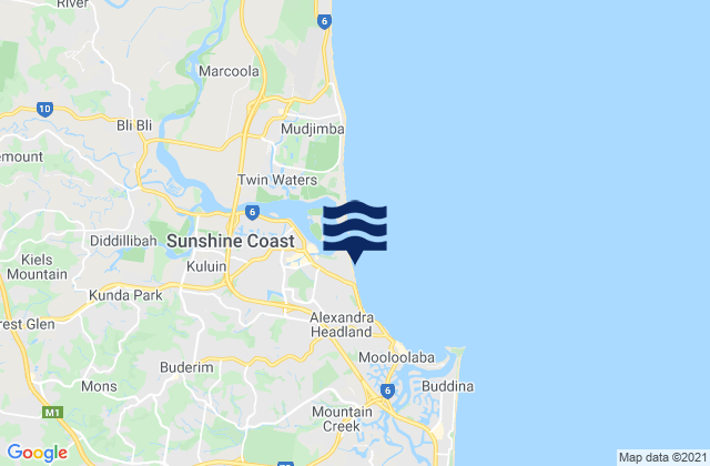 Maroochydore Beach, Australiaの潮見表地図
