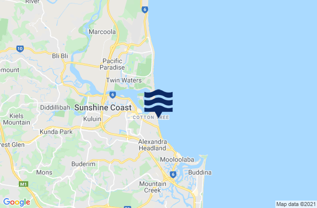 Maroochydore, Australiaの潮見表地図
