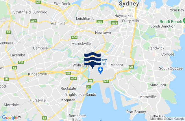 Marrickville, Australiaの潮見表地図