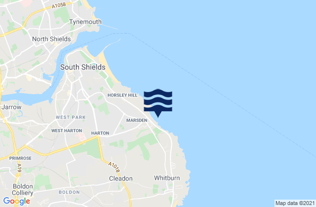 Marsden Beach, United Kingdomの潮見表地図