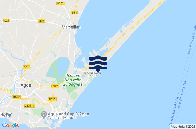 Marseillan, Franceの潮見表地図