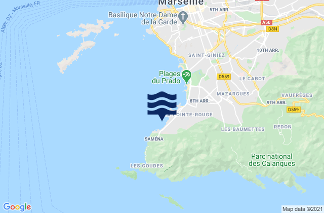 Marseille - La Verrerie, Franceの潮見表地図