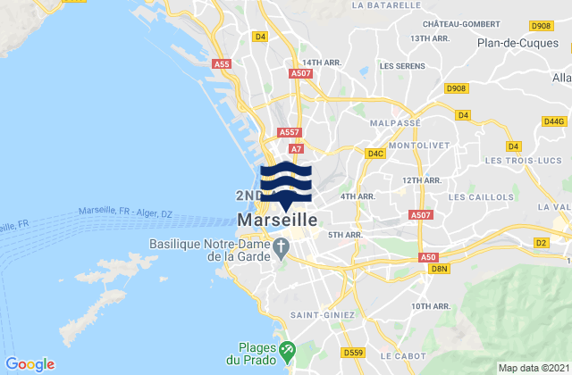 Marseille 03, Franceの潮見表地図