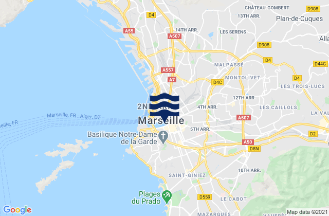 Marseille 06, Franceの潮見表地図