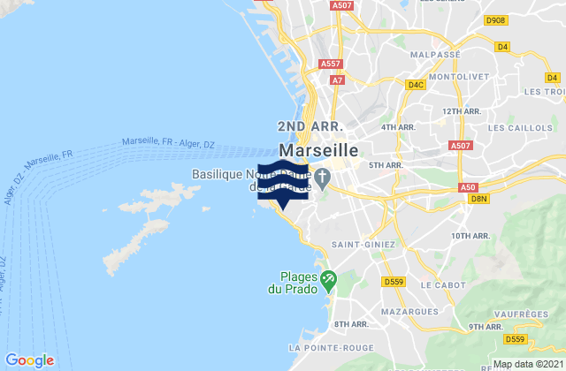 Marseille 07, Franceの潮見表地図