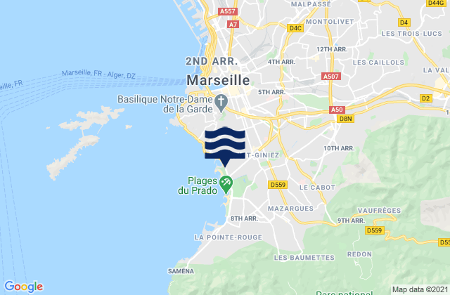 Marseille 08, Franceの潮見表地図