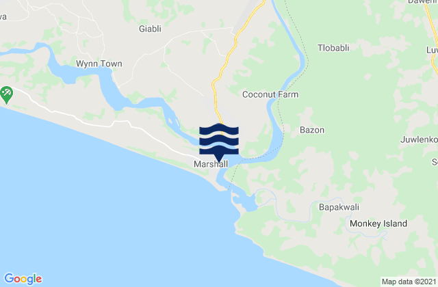 Marshall Junk River, Liberiaの潮見表地図