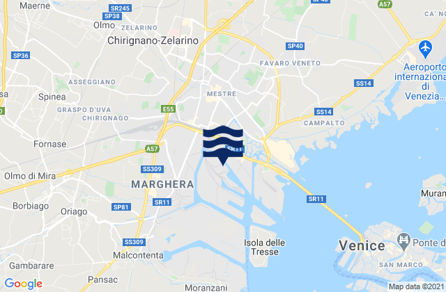 Martellago, Italyの潮見表地図