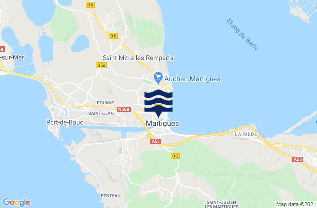 Martigues, Franceの潮見表地図