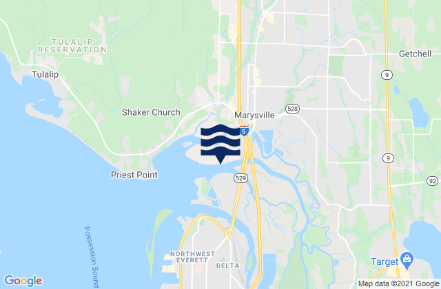 Marysville, United Statesの潮見表地図